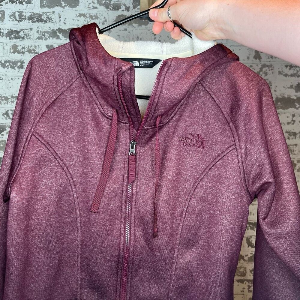 The north face | women purple sherpa lined full zip hoodie jacket
